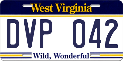 WV license plate DVP042
