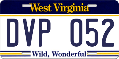 WV license plate DVP052