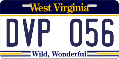 WV license plate DVP056