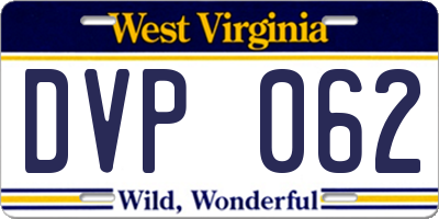 WV license plate DVP062