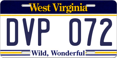 WV license plate DVP072