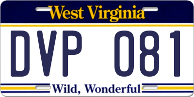 WV license plate DVP081
