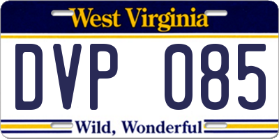 WV license plate DVP085
