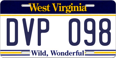 WV license plate DVP098