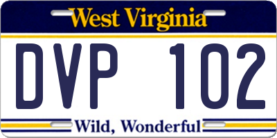 WV license plate DVP102
