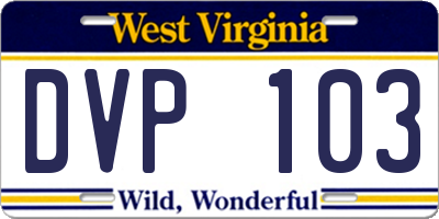 WV license plate DVP103