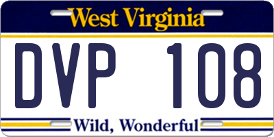 WV license plate DVP108