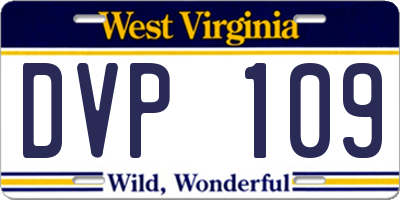 WV license plate DVP109