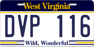 WV license plate DVP116