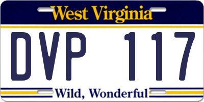 WV license plate DVP117