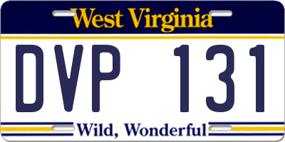 WV license plate DVP131