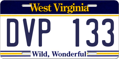 WV license plate DVP133
