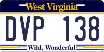 WV license plate DVP138