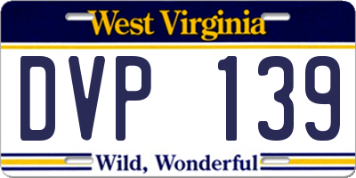 WV license plate DVP139