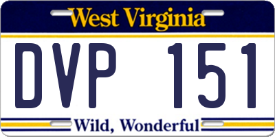 WV license plate DVP151
