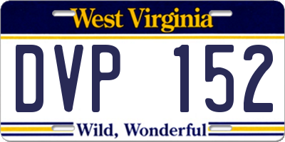WV license plate DVP152