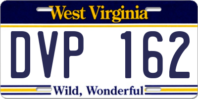 WV license plate DVP162