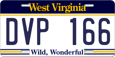 WV license plate DVP166