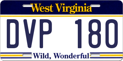WV license plate DVP180