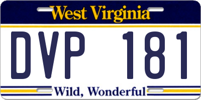 WV license plate DVP181