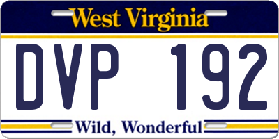 WV license plate DVP192
