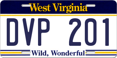 WV license plate DVP201