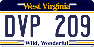 WV license plate DVP209