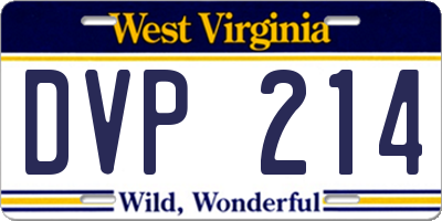 WV license plate DVP214