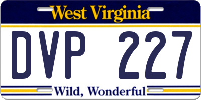 WV license plate DVP227