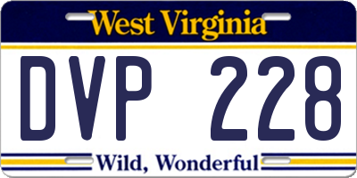 WV license plate DVP228