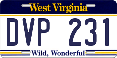 WV license plate DVP231