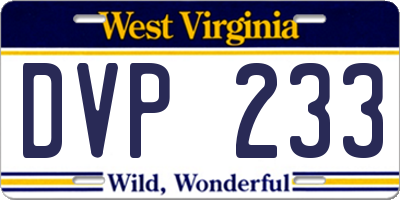 WV license plate DVP233
