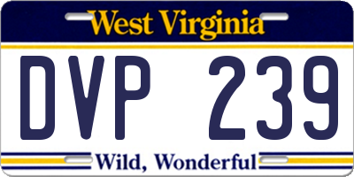 WV license plate DVP239