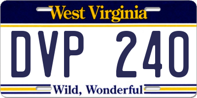 WV license plate DVP240