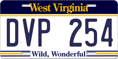 WV license plate DVP254