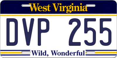 WV license plate DVP255