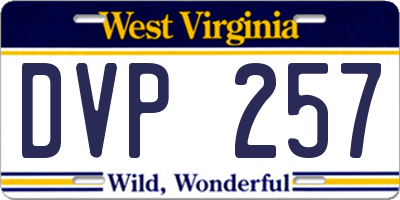 WV license plate DVP257