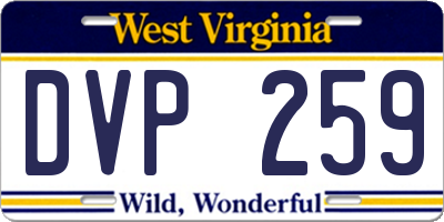 WV license plate DVP259