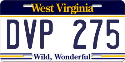 WV license plate DVP275