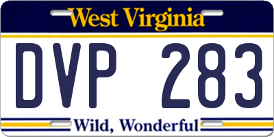 WV license plate DVP283