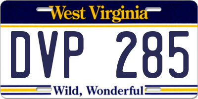 WV license plate DVP285