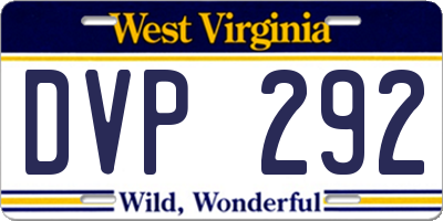 WV license plate DVP292