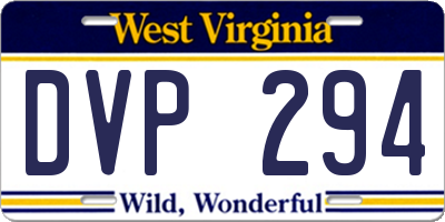 WV license plate DVP294