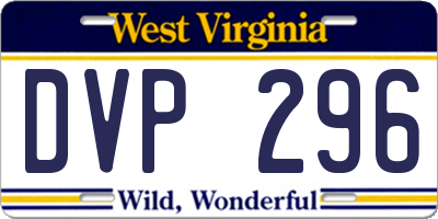 WV license plate DVP296