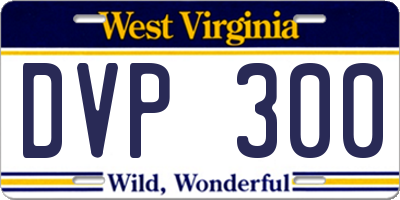 WV license plate DVP300