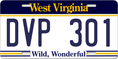WV license plate DVP301