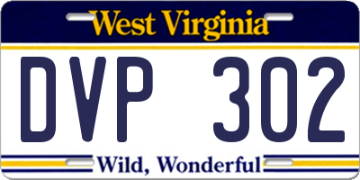 WV license plate DVP302