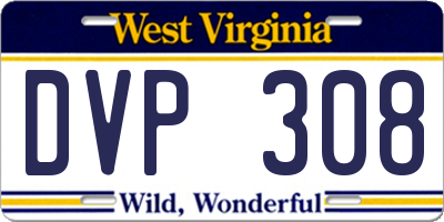 WV license plate DVP308
