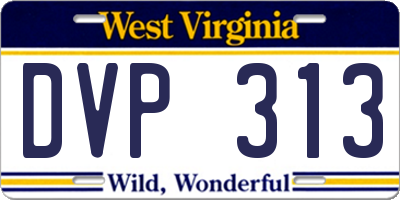 WV license plate DVP313