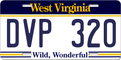 WV license plate DVP320